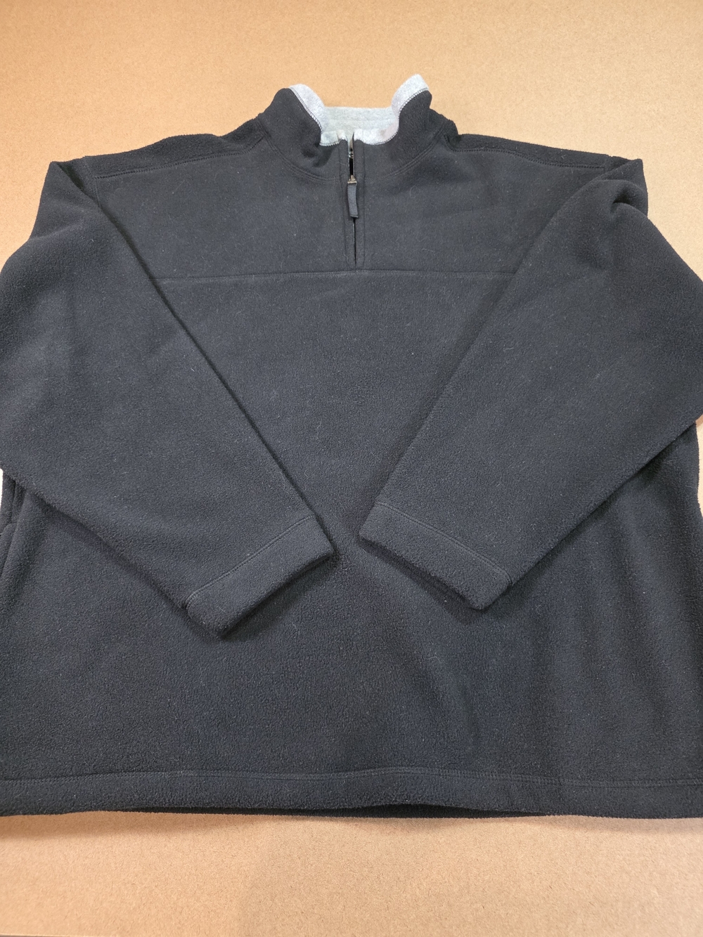 John Ashford Black Half-Zip Fleece Pullover with Gray Trim